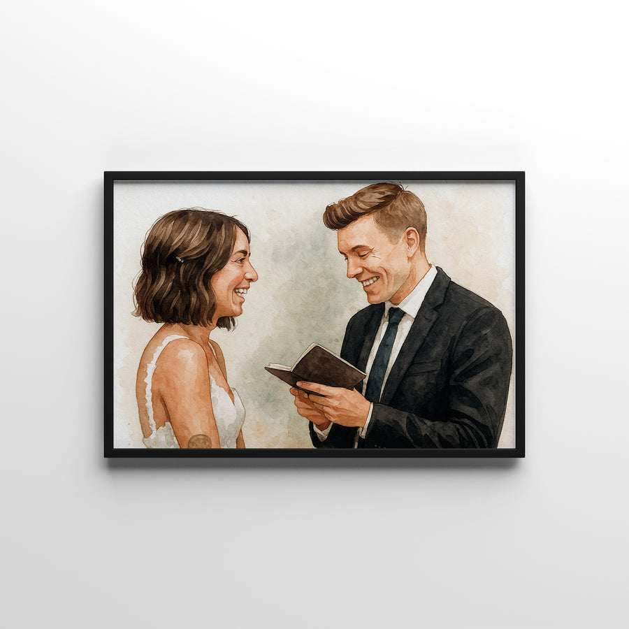 Personalised Wedding Vow Watercolour Art
