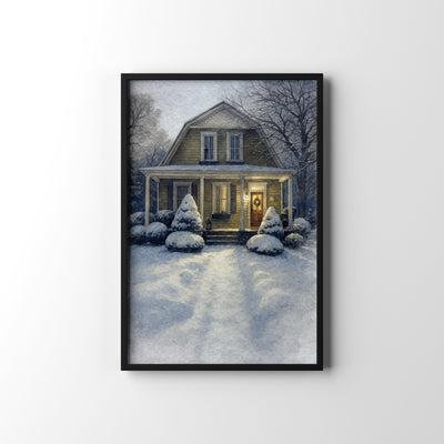 Winter Home Scene – personalised watercolour art print