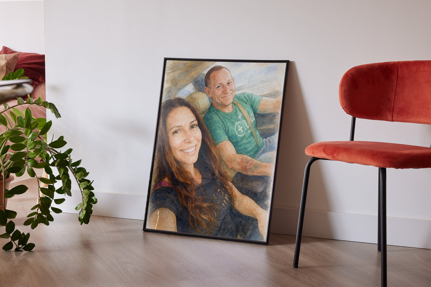 Couple's Selfie Watercolour – personalised watercolour art print