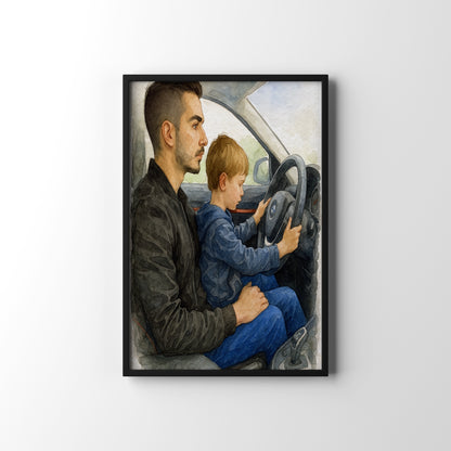 Car Ride Moments – personalised watercolour art print