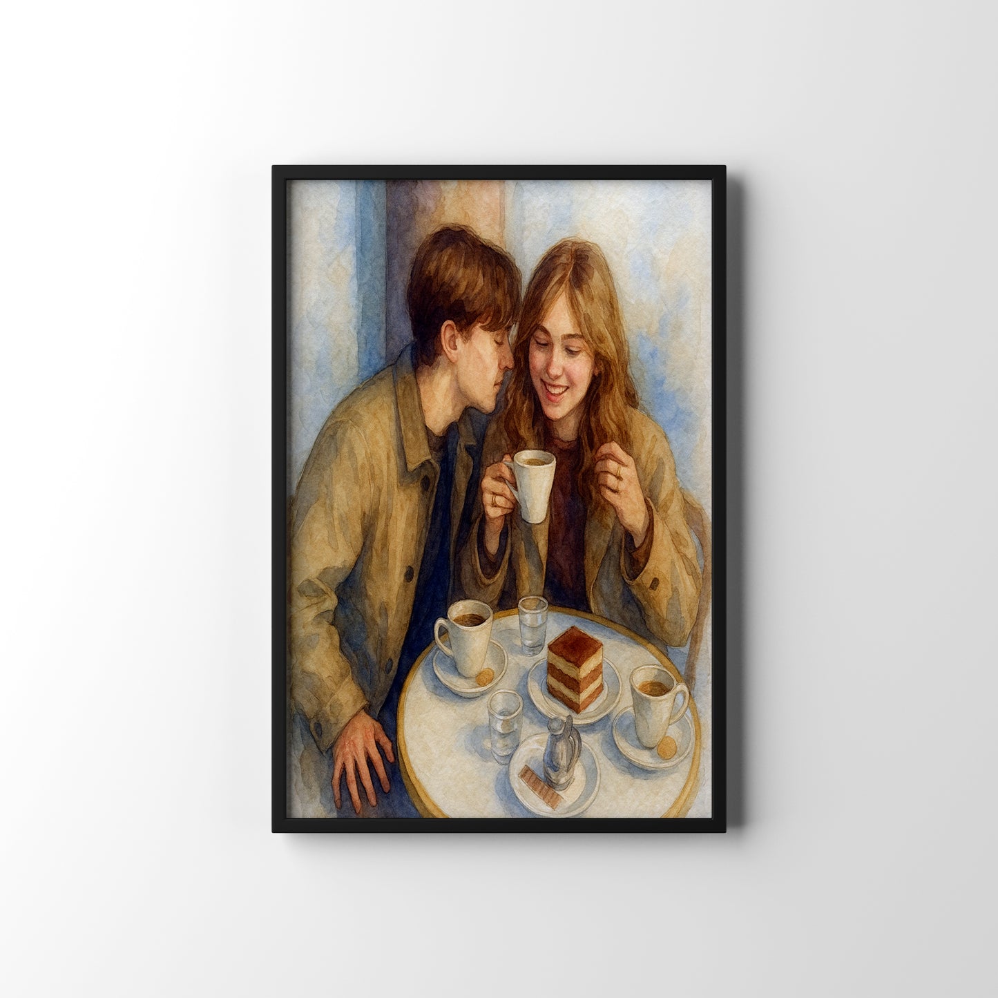 Couple's First Date Illustration – personalised watercolour art print