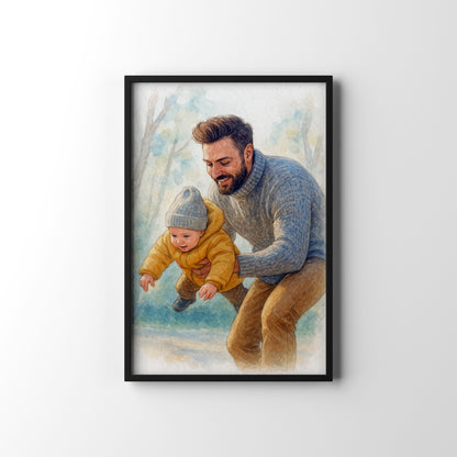 Dad & Child Bond – personalised watercolour art print