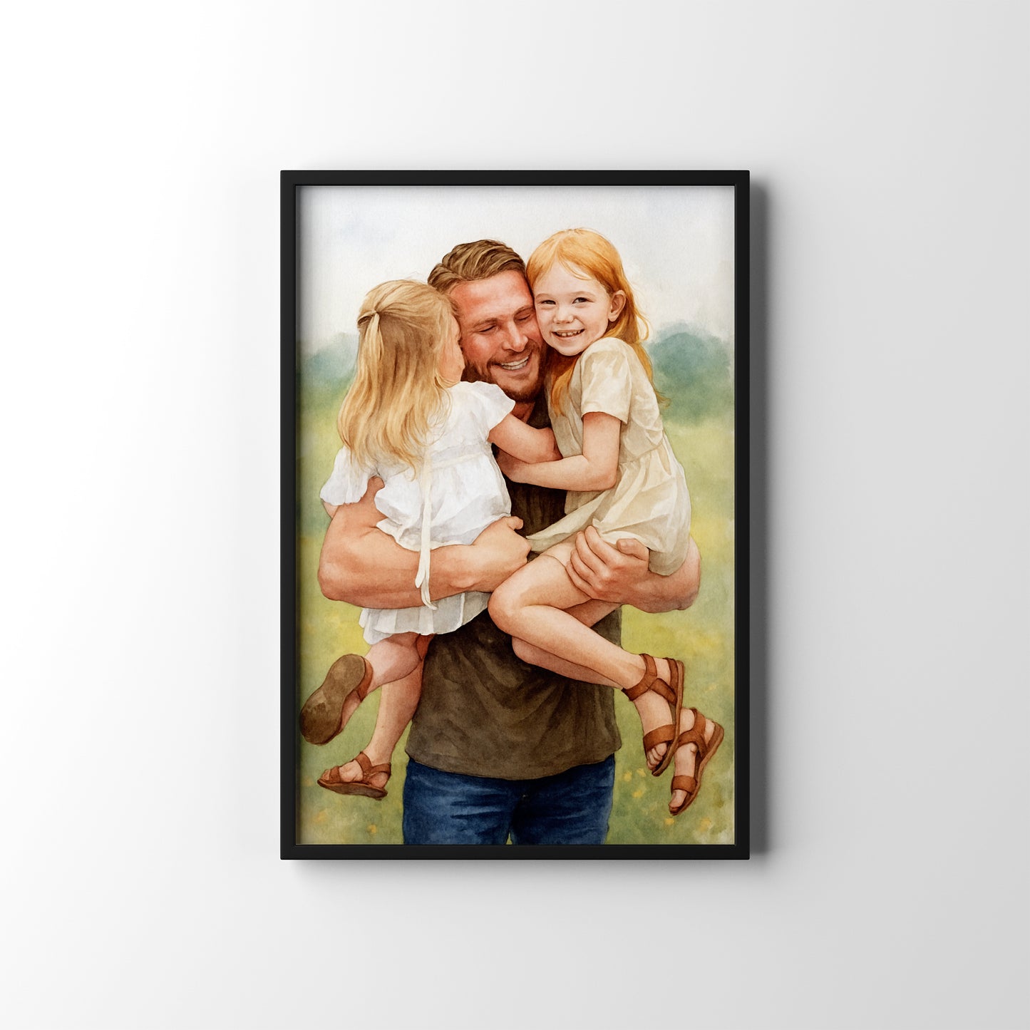 Dad's Big Hug – personalised watercolour art print