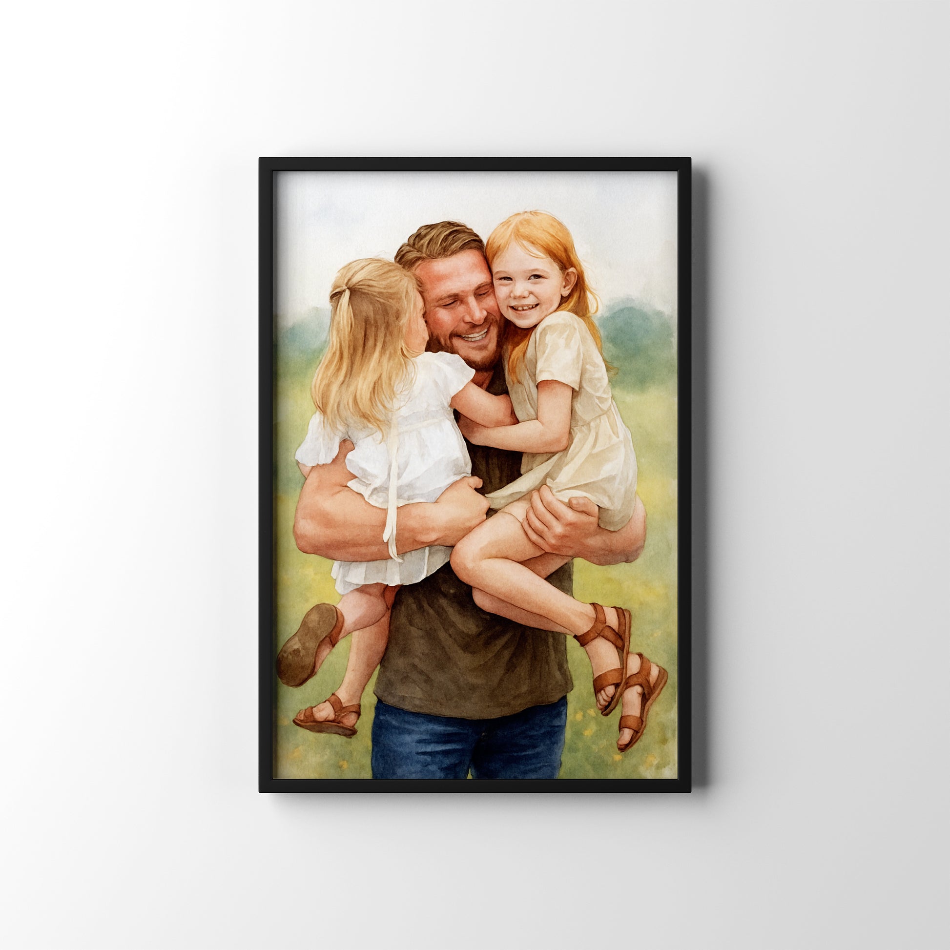 Dad's Big Hug – personalised watercolour art print