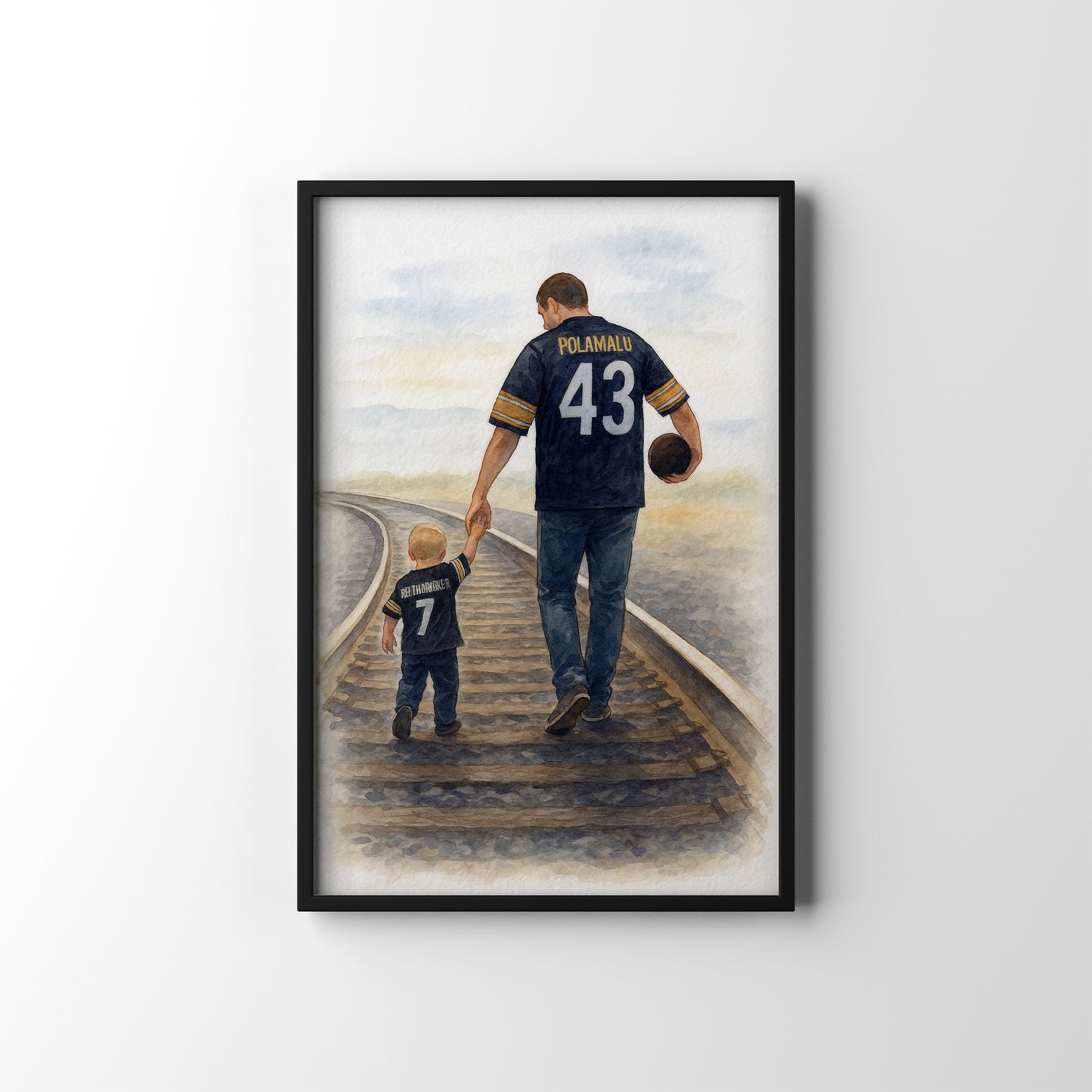 Fathers Day Football Print – personalised watercolour art print
