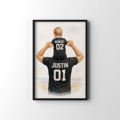 Fathers Day Football Print – personalised watercolour art print
