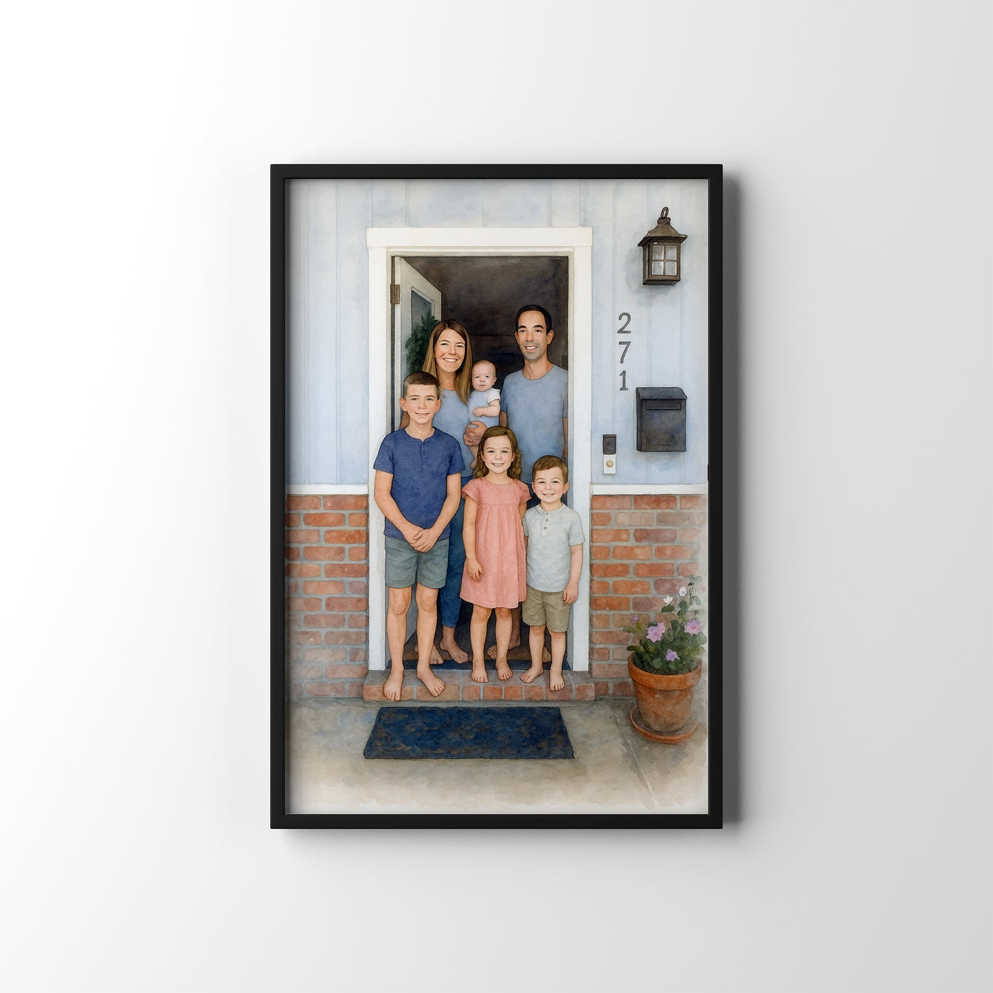 First Home Portrait – personalised watercolour art print