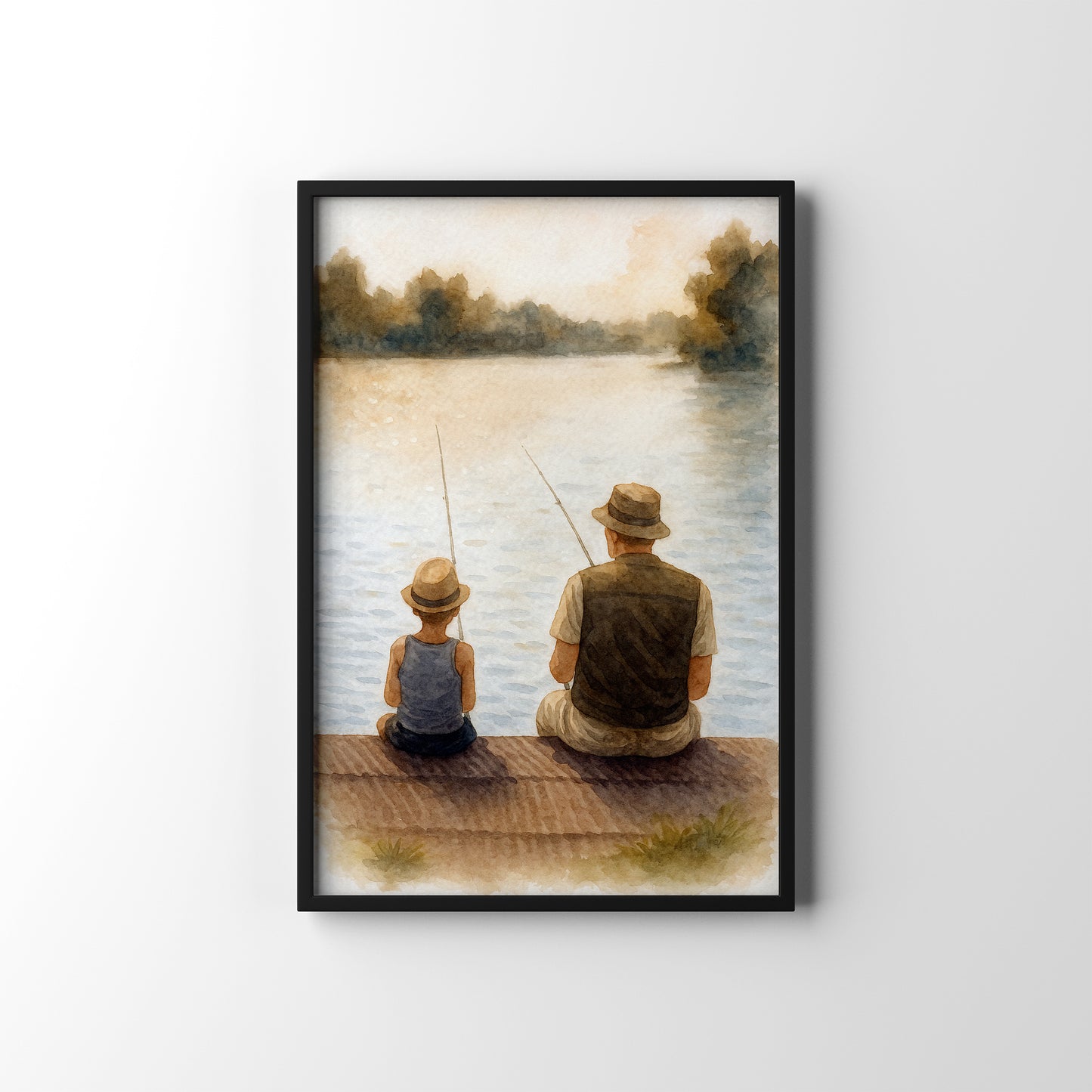 Fishing with Dad – personalised watercolour art print