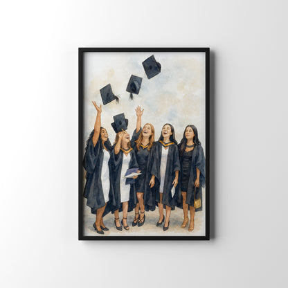 Graduation Watercolour – personalised watercolour art print