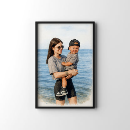 Mummy & Me Moments – personalised watercolour art print