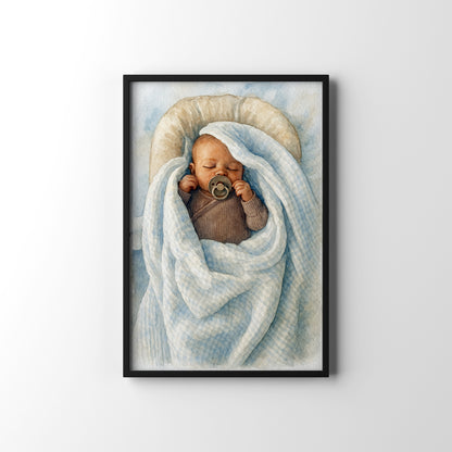 New Baby Arrival – personalised watercolour art print