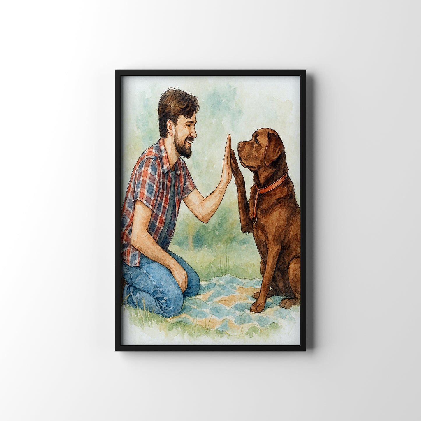 Pet & Owner Portrait – personalised watercolour art print
