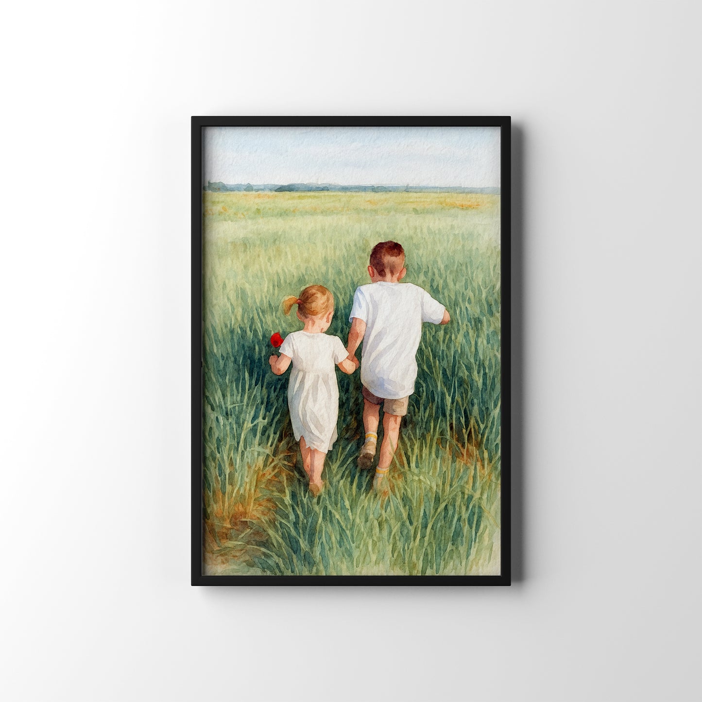 Siblings Together – personalised watercolour art print