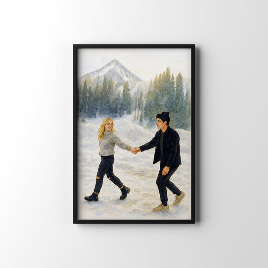 Snowy Couple Stroll