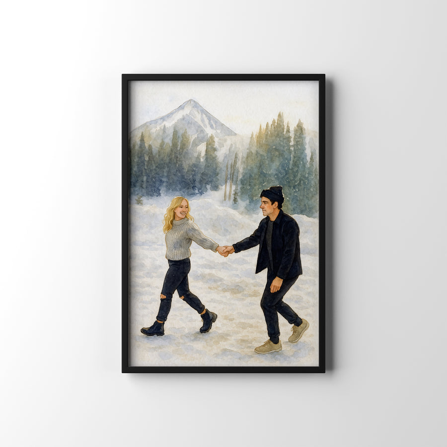 Snowy Couple Stroll