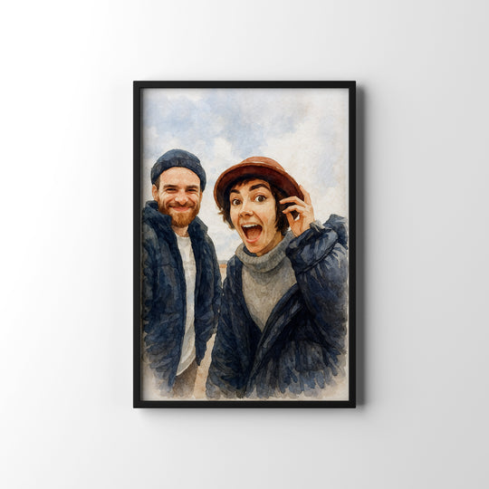 Couple's Selfie Watercolour