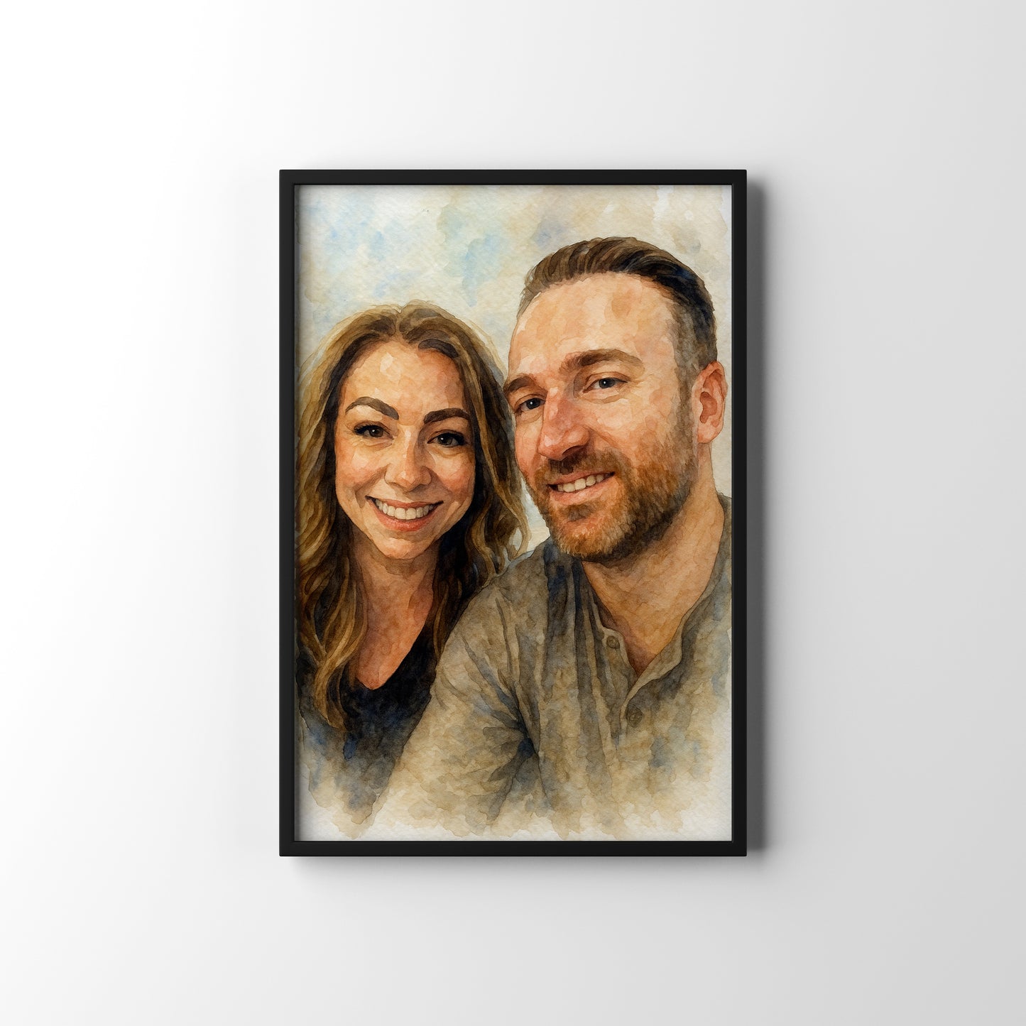Couple's Selfie Watercolour – personalised watercolour art print