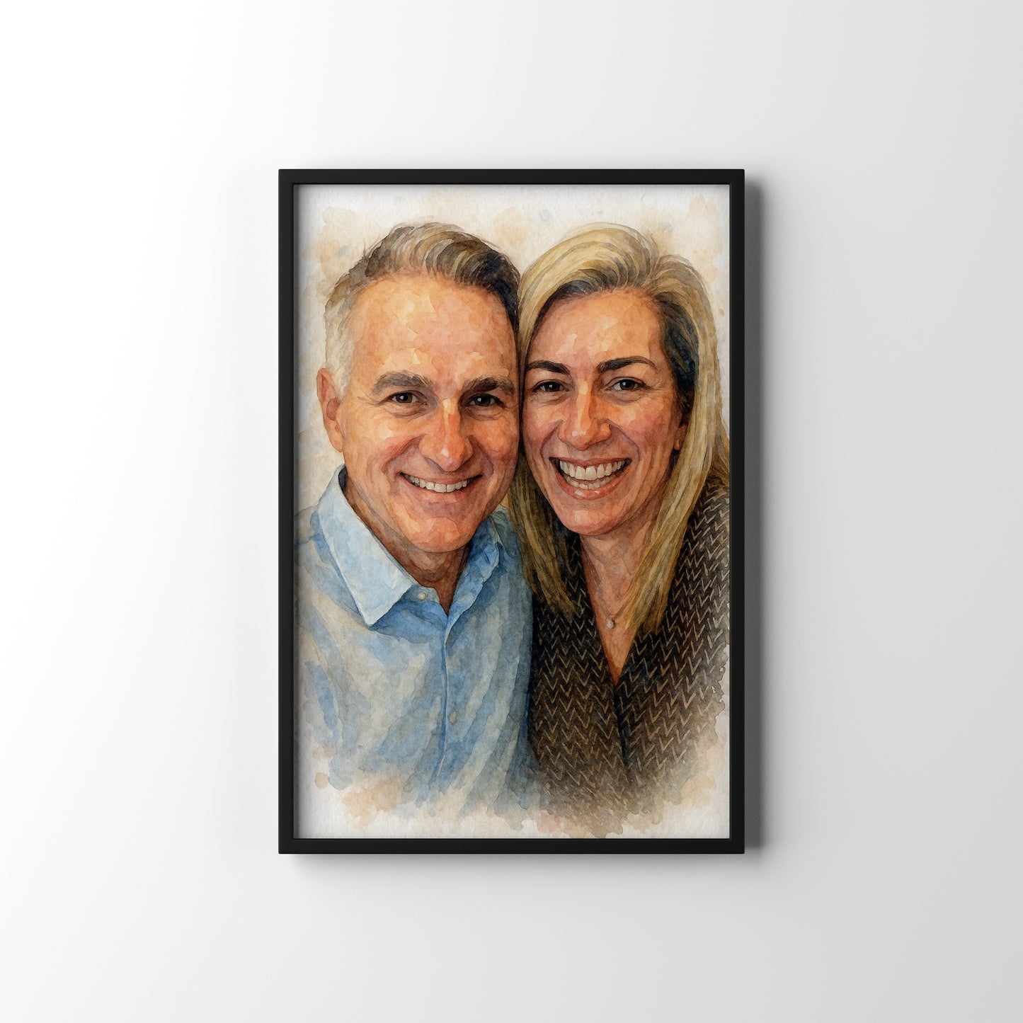 Couple's Selfie Watercolour – personalised watercolour art print
