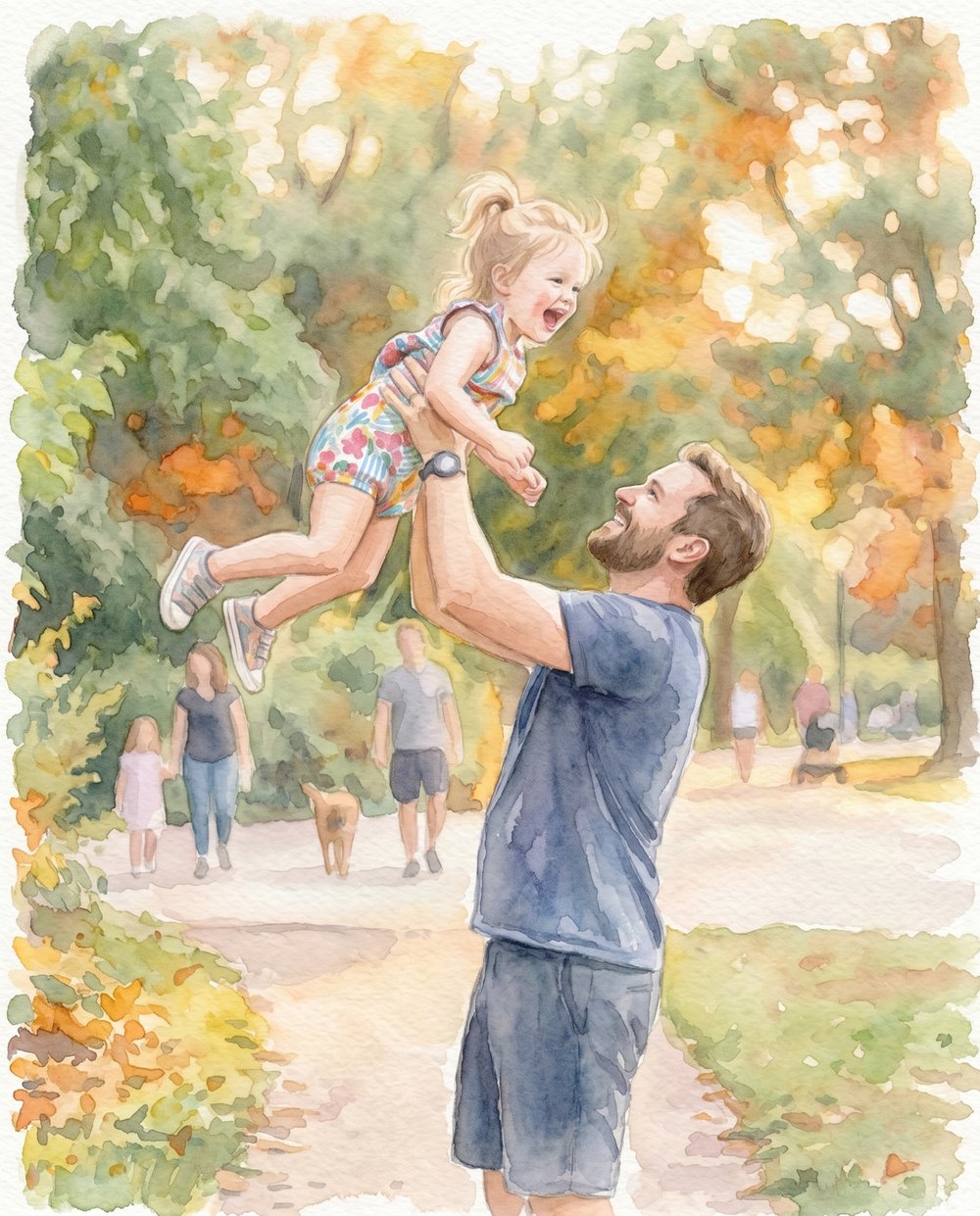 The photo reimagined as a watercolour portrait